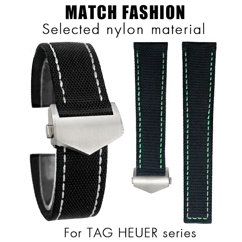 19 مللي متر 20 مللي متر 21 مللي متر 22 مللي متر تنفس النايلون قماش حزام الساعات ل تاغ هوير F1 Aquaracer كاريرا موناكو لينة النسيج حزام ساعة جلد