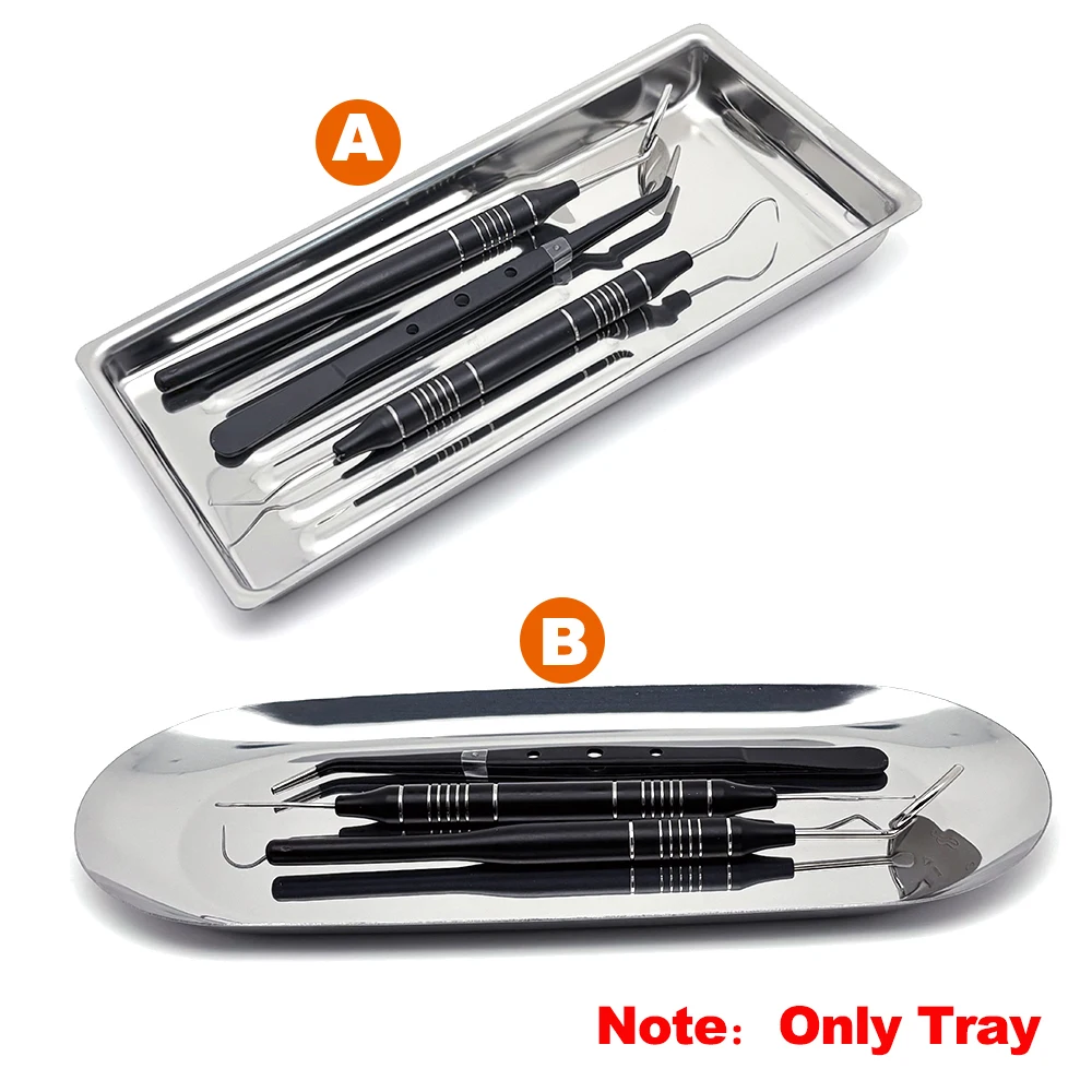 

304 Stainless Steel Dental Surgical Tray Rectangular Medical Disinfection Plate for Dentistry Lab Instruments and Tools