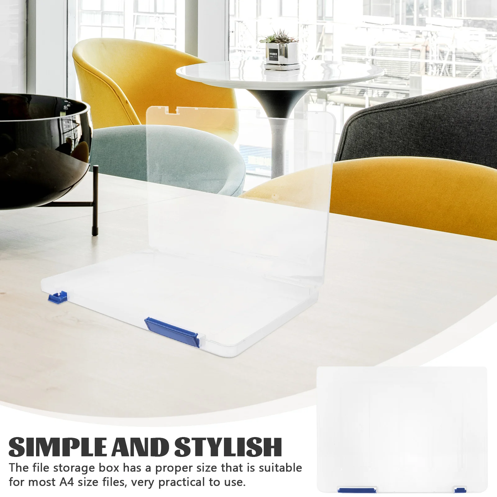 

Clear A4 File Box Plastic Document Holder for Office Home Use Portable Storage Case for Papers Photos Invoices Scrapbook