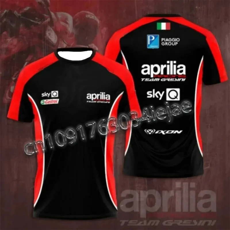 

Summer 2025 Aprilia Short Sportswear F1 Rallying 3D Printing Breathable Quick Drying Moto Popular men's O-neck Casual T-shirt