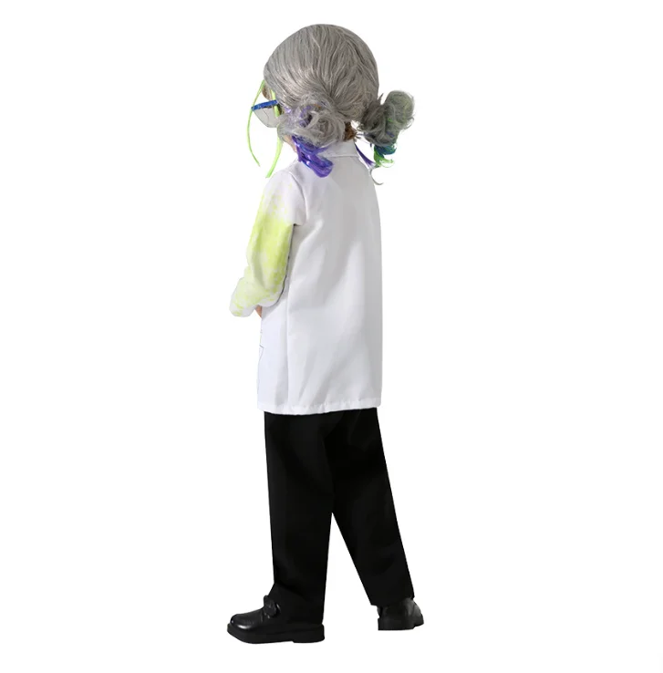 Scientist Cosplay Costumes Kids Halloween Cosplay Costume Stage Performance Dress Up Jacket abiti parrucca Outfit Suit Boys Girls