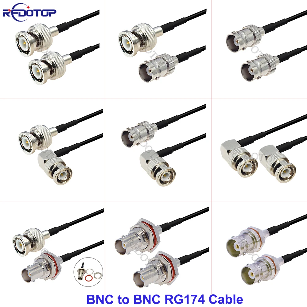 RG174 BNC Male Plug to BNC Male/Female Connector Cable RG-174 50 Ohm Pigtail  RF Coaxial Extension Cord Jumper for CCTV Camera