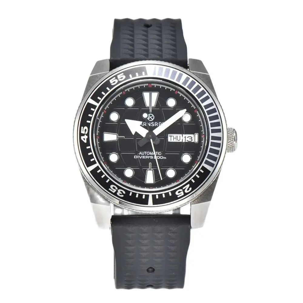 

PARNSRPE 42MM NH36A 20bar Men's automatic diving watch Bracelet 3.8 Crown sapphire crystal Luminous pointer