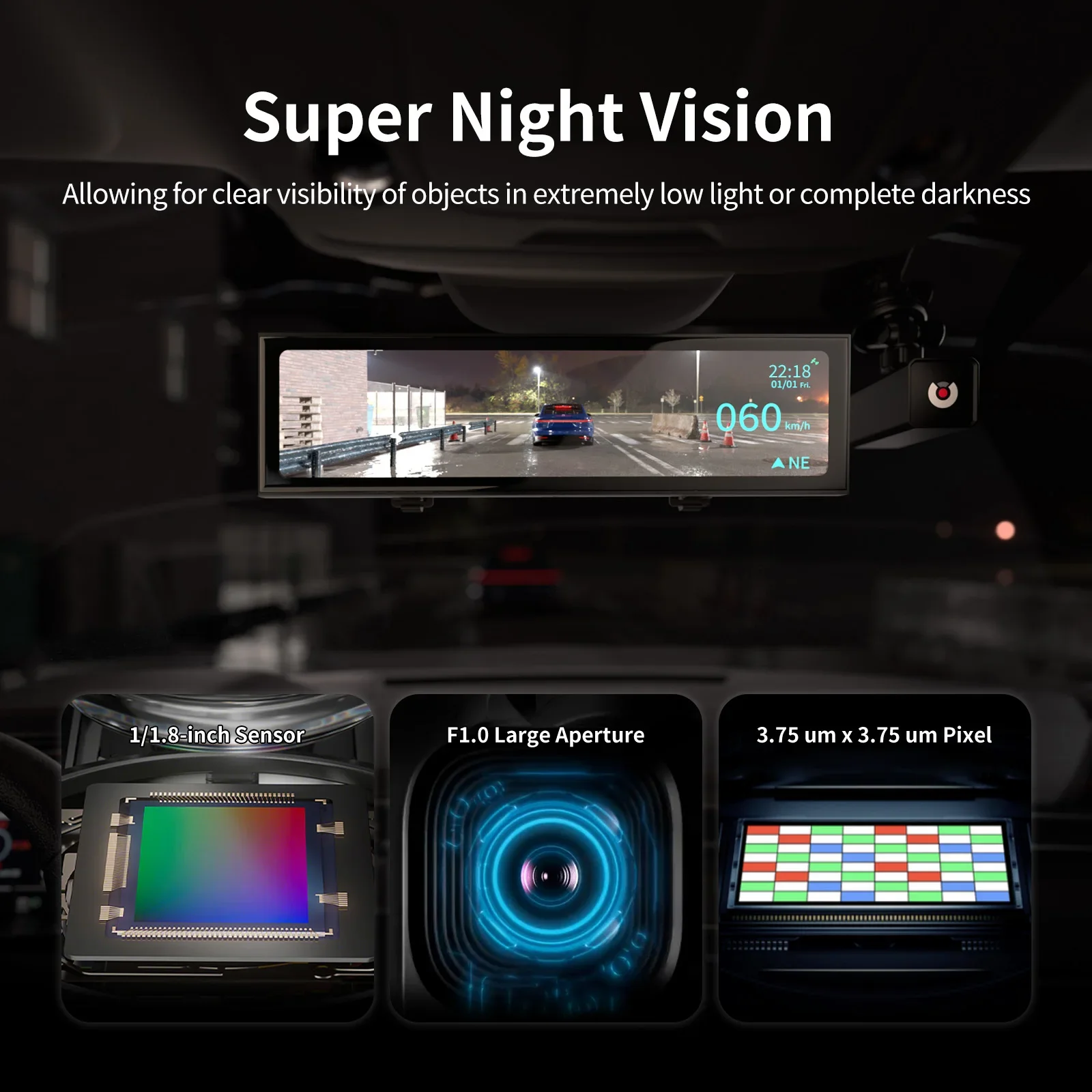 AKEEYO 11.26 بوصة Ips Super Night مرآة أمامية وخلفية للسيارة كاميرا داش كاملة Hd 1080p صندوق أسود لمسجلات الأقراص المغلقة للسيارة