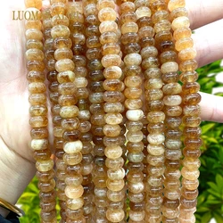 5x8MM Abacus Dark Yellow Citrines Natural Stone Loose Rondelle Spacer Beads for Jewelry Making DIY Bracelet Accessories 15‘’