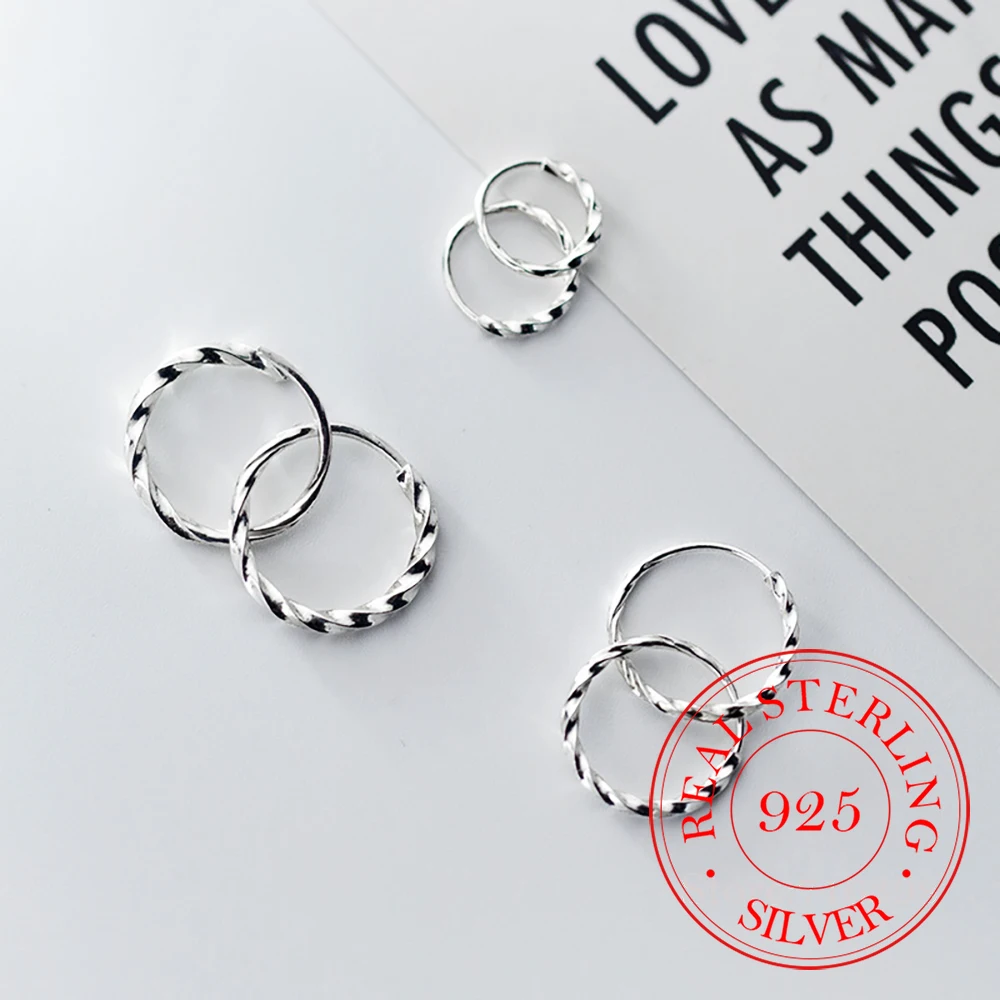 S925 스털링 실버 크리에이티브 트위스트 후프 귀걸이 여성 키즈 심플한 달콤한 귀 웨딩 파티 쥬얼리 선물 여성 Pendientes