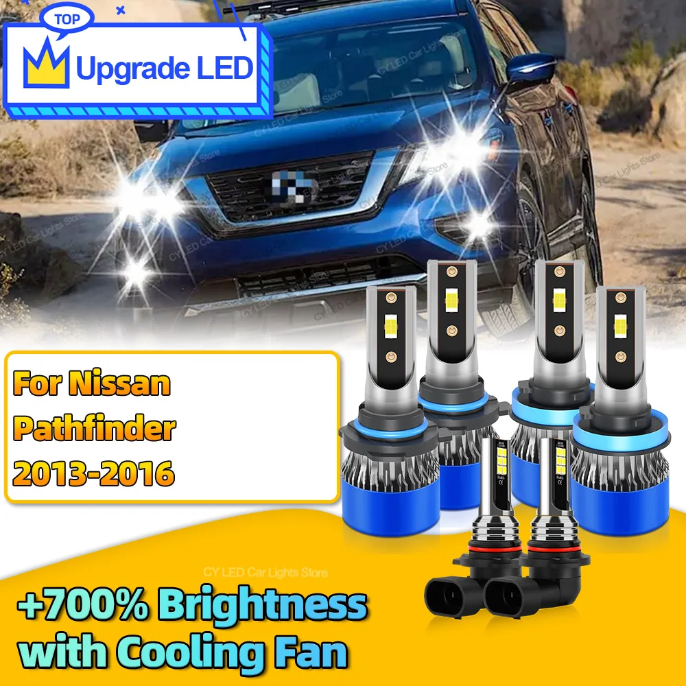 

6Pcs For Nissan Pathfinder 2013 2014 2015 2016 30000LM Canbus Car LED Headlights Bulb HB3 H11 9145 Auto Fog Lights Lamp 6000K