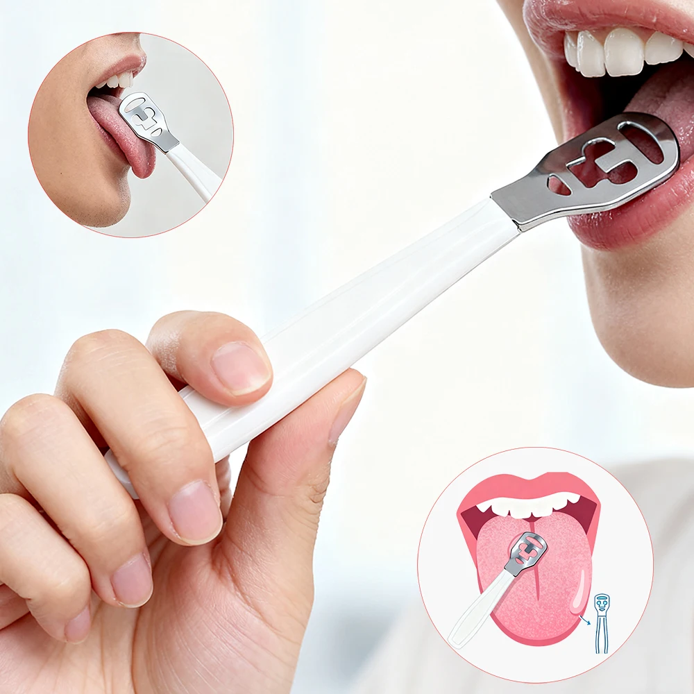 أداة العناية بالفم أساسية مريحة من الفولاذ المقاوم للصدأ منظف اللسان مكشطة اللسان لرائحة الفم الكريهة - تصميم على شكل حرف U يناسب اللسان #1