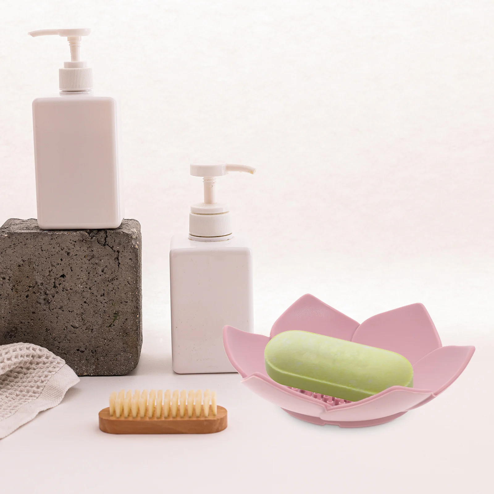 

2Pcs Multi-Function Silicone Soap Holder with Drain Spout Self-Drying Soap Box for Bathroom Sink Storage Tray Case