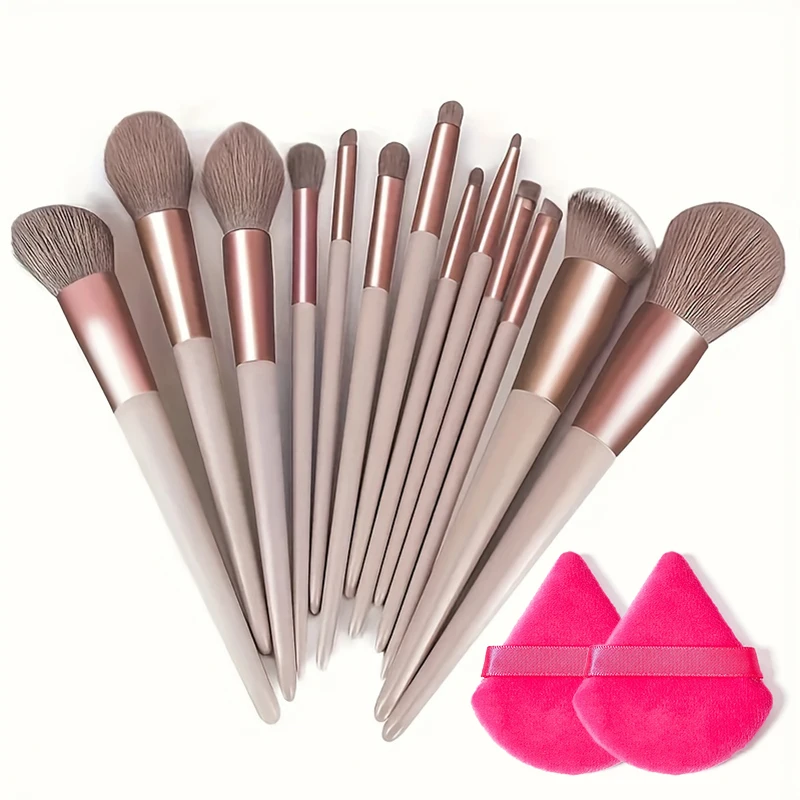トラベルメイクブラシフルセット 8/13本 ソフトメイクブラシキット パウダーパフ付き アイシャドウ ファンデーション ファンデーションブラシ 美容ツール