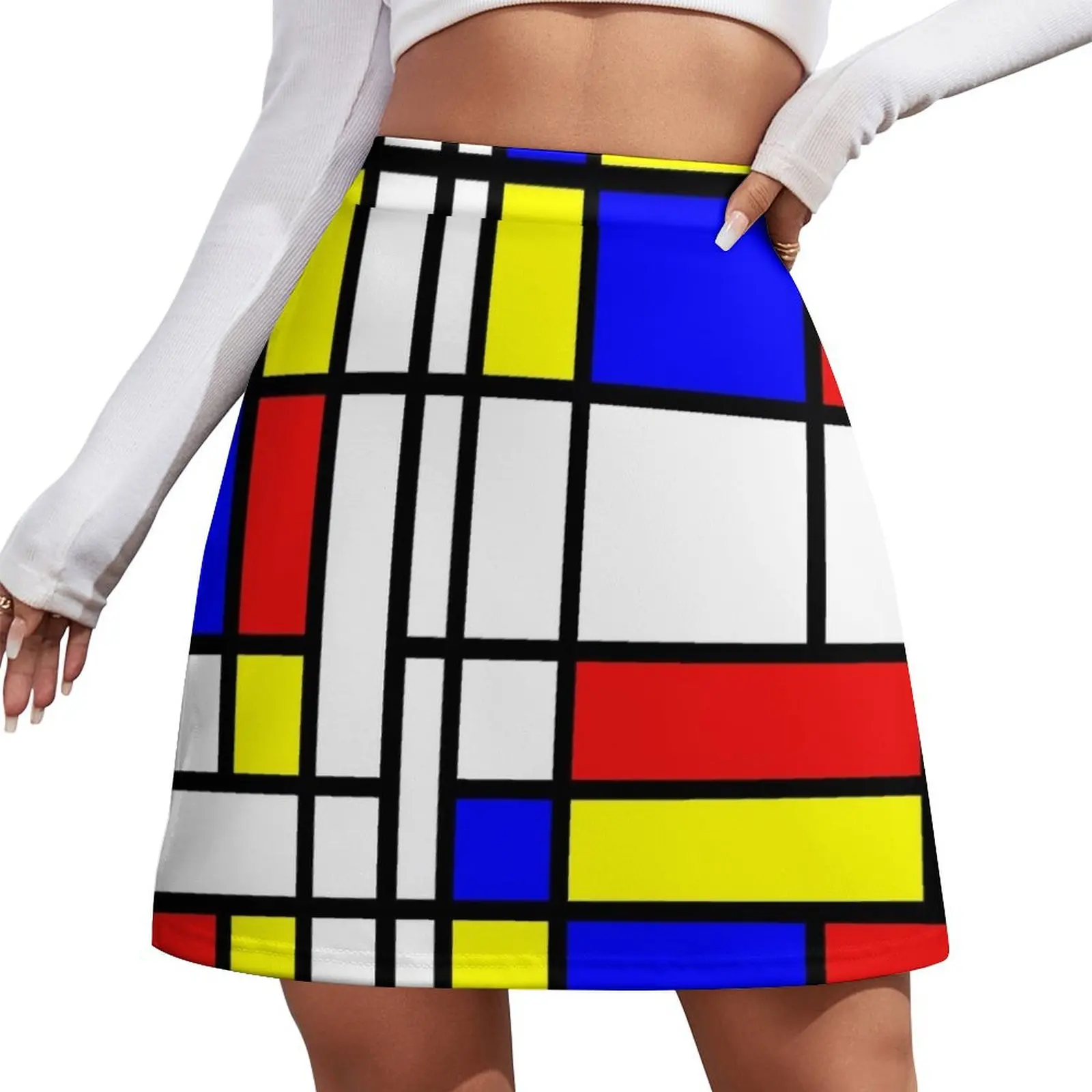 Retro Mondrian Padrão Mini Saia Minissaia 90s roupas vintage Saia escolar Minissaia