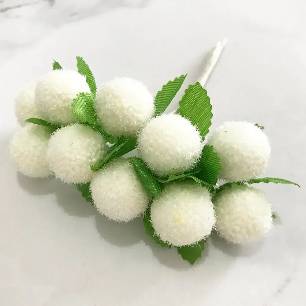 6/10/12/70/90pcs Hybrid Ivory Flower Cherry Stamen Berries Bundle DIY Christmas Wedding Cake Gift Box Wreaths Decor