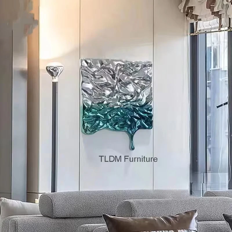 Designer Stainless Steel Hanging Decoration Art Home Decor Gradient Water Ripple Living Room Background Wall Decoration Custom