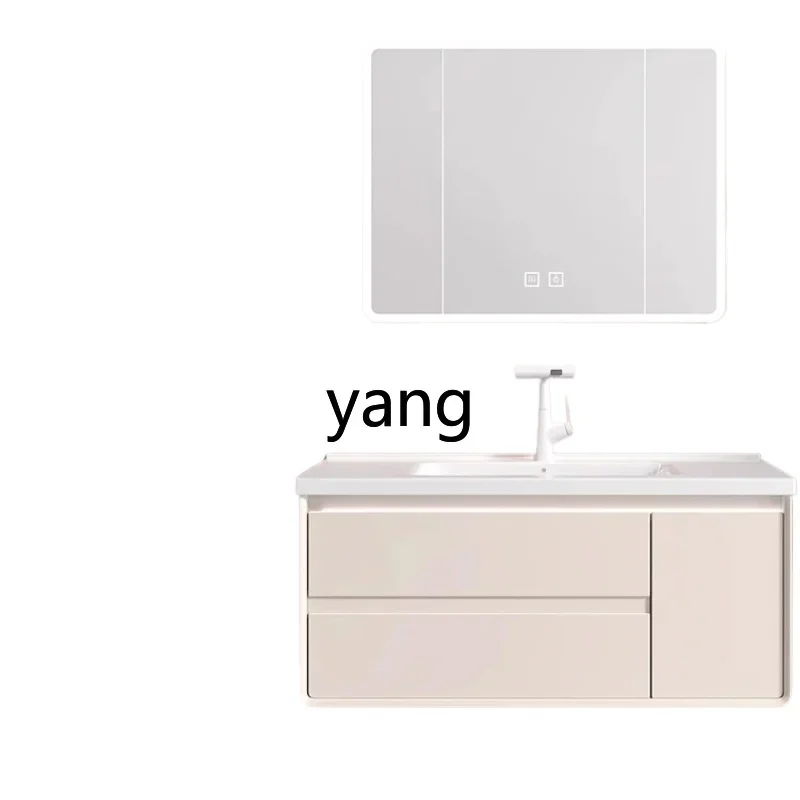 LMceramic integrated basin cream air mirror cabinet washing table bathroom beauty refrigerator combination