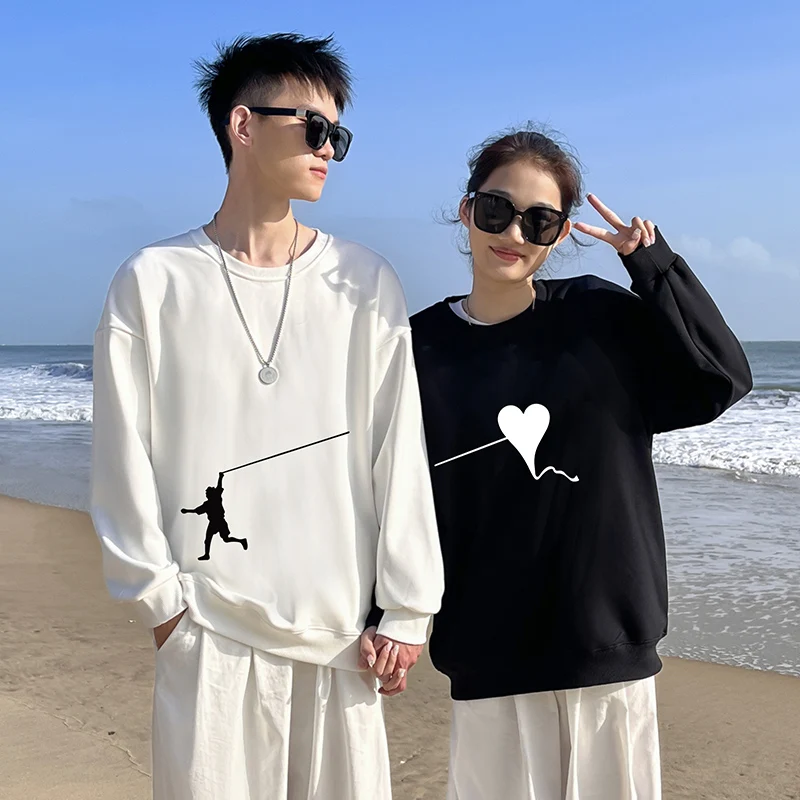 Love Kite Graphic Print Men Women Round Neck Hoodies And Sweatshirts Autumn Winter Long Sleeve Pullovers For Couple Clothes