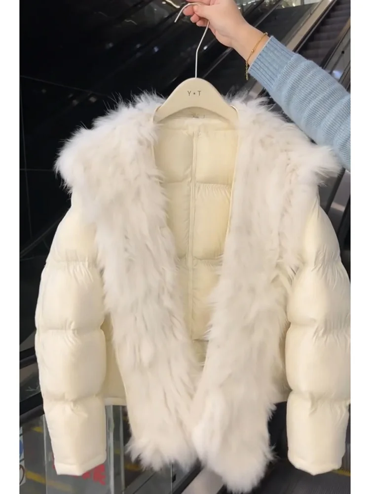 

Sli ort Cotton Jaet 2025 Trendy Korean Sle Thi Warm Fur Collar Winter Clothes Cotton Coat for Small Figures