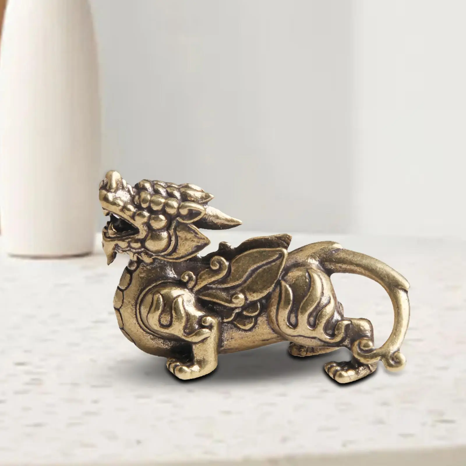 Feng Shui Brass Qilin Kylin Statue Sculpture Figurine Copper Decorations