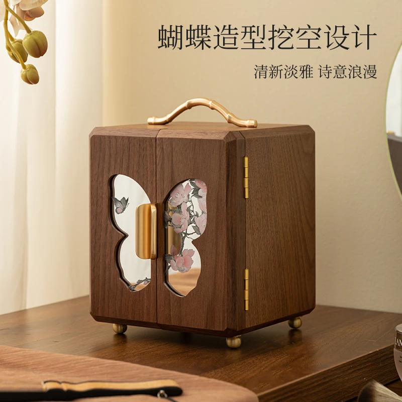 صندوق مجوهرات خشبي، صندوق تخزين، قلادة رائعة راقية، صندوق مجوهرات يدوي. #3