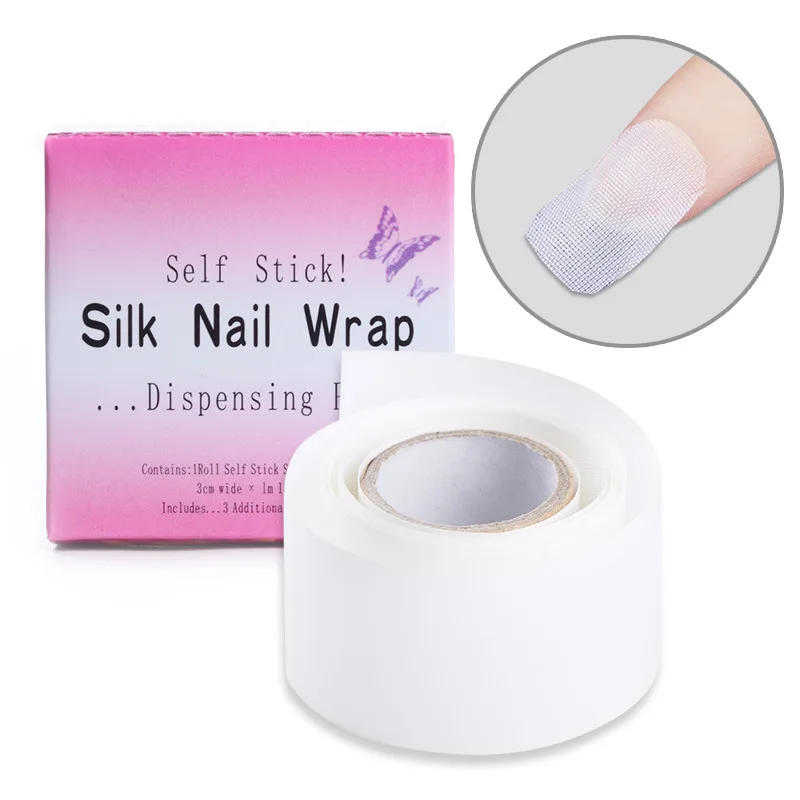 1 Roll of Nail Repair Fiberglass Wire Bag Self-Adhesive Strong Protection Reinforced Extension WhiteSticker Damaged ManicureTool