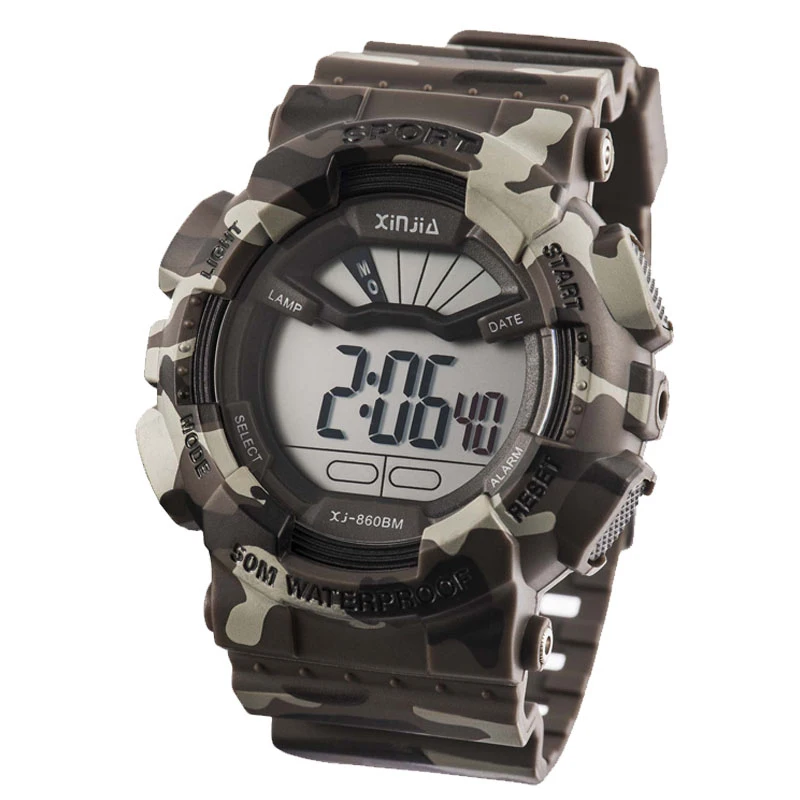 2020 New XINJIA Military Watches Army Camouflage Sports LCD Digital Men\'s Outdoor Shock Resistant Waterproof 50M Relogio Diver