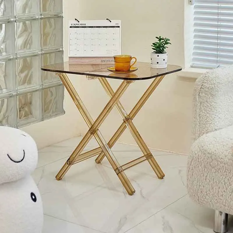 Nordic Furniture,Folding Tea Table,Home Living Room Sofa Side Table,Transparent Coffee Table,Creative Storage Desk,Storage Rack