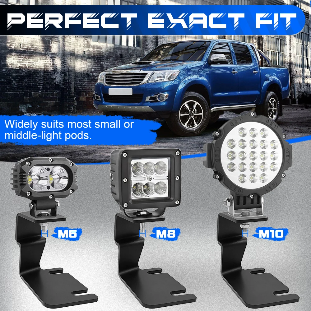Car Hood Mounting Bracket For Toyota Hilux 2014-2025 Pillar Led Work Fog Lights Bar Cube Lamp Mount Holder Kit