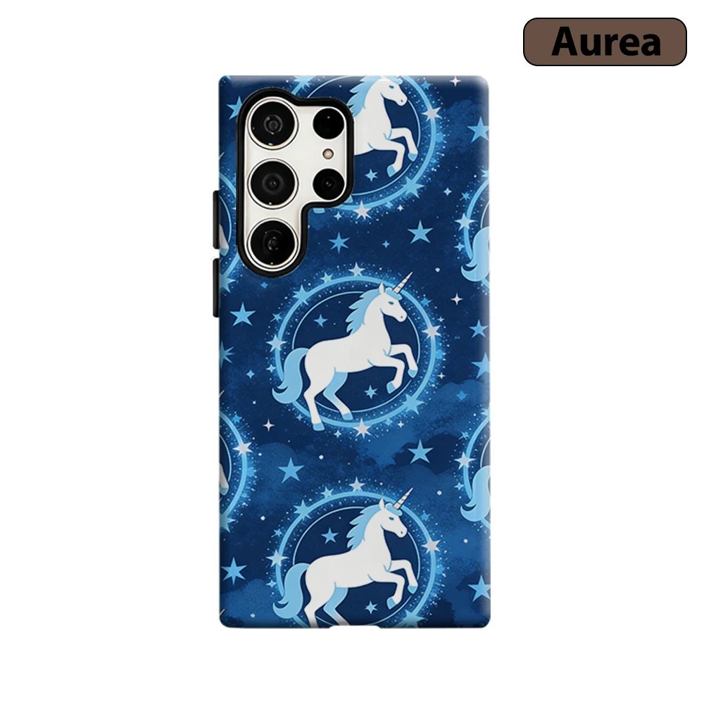 Blue Unicorn Star Phone Case for Samsung Galaxy S26 S25 Ultra S24 S23 Ultra Plus Shockproof Double layer tough Back Cover