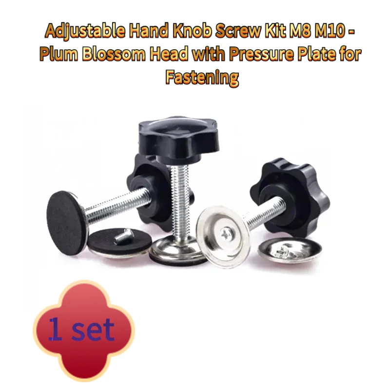 Adjustable Hand Knob Screw Kit M8 M10 - Plum Blossom with Pressure Plate Fastening