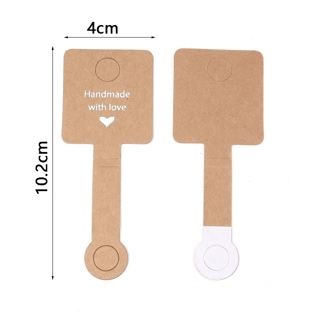 50pcs 4x10cm Self Adhesive Kraft Paper Card Bracelet Necklace Jewelry Hanging Holder for Small Business Retail Display Packaging