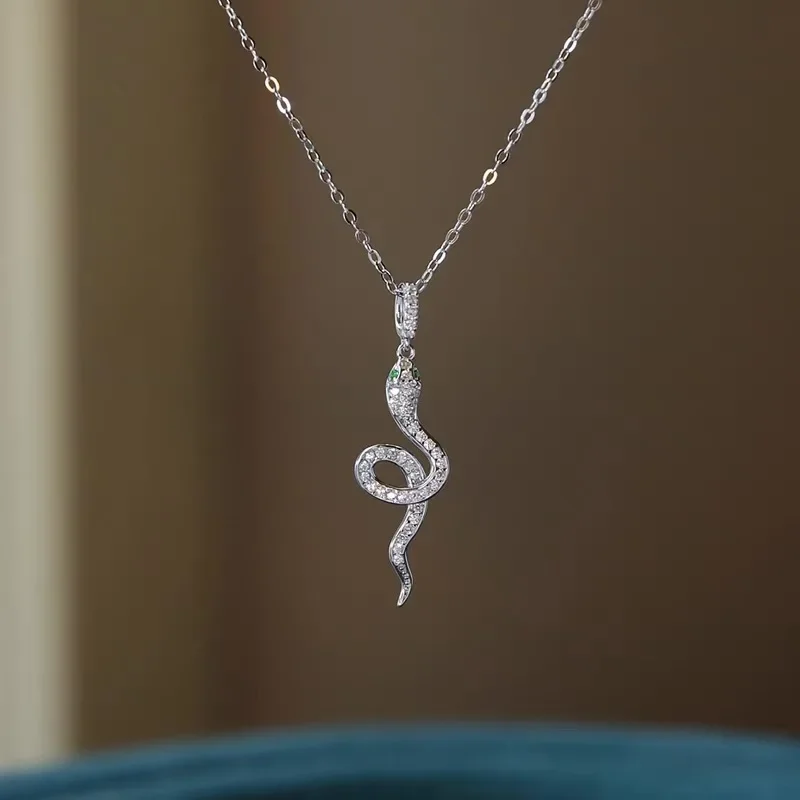 Punk Style Full of Zircon Snake Pendant Necklace for Women New Trendy Animal Crystal Necklace Birthday Party Jewelry Girls Gift