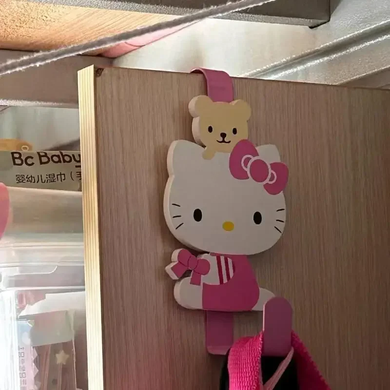 Sanrio-gancho de puerta de Hello Kitty, accesorio de personaje de dibujos animados de Anime, gancho sin costuras, gancho multifuncional Kawaii para dormitorio de niñas, regalo