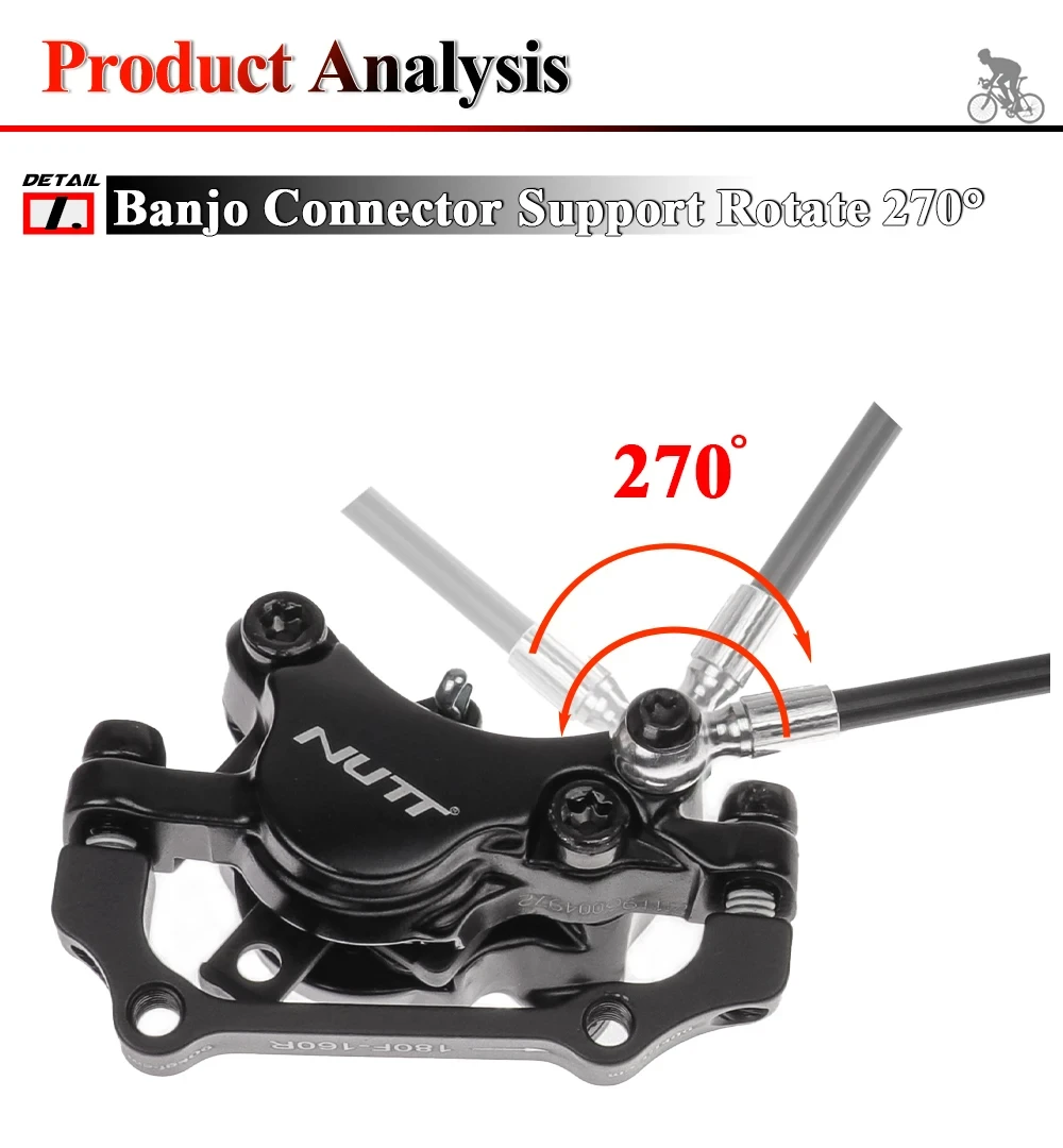 NUTT A5-D Power Off Hydraulic Disc Brake B C Serial 2 Pin Male 140 160mm Electric Scooter Zero 10X KUGOO G1 Vsett m4 m5 g2 Pro