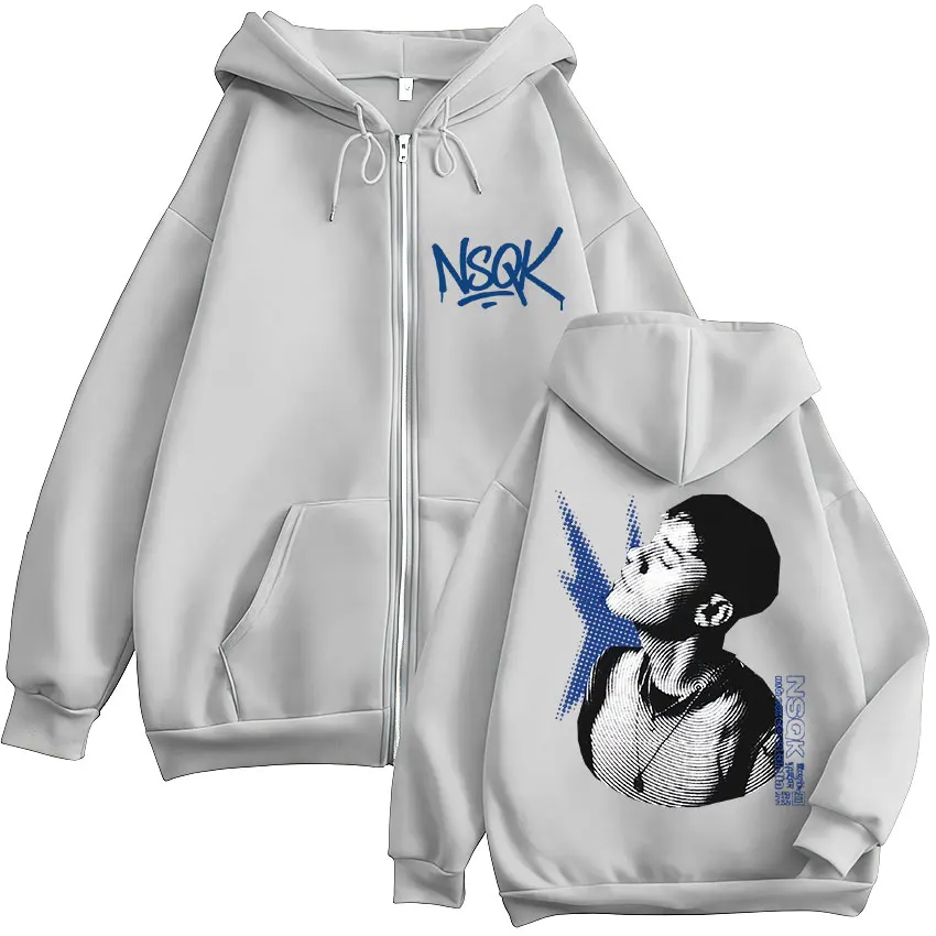 مغني الراب NSQK FLACO DONDE ESTAS ألبوم جولة زمم هودي للجنسين المشجعين هدية سحاب أكمام طويلة بلوزات سترة فضفاضة غير رسمية هوديي #6