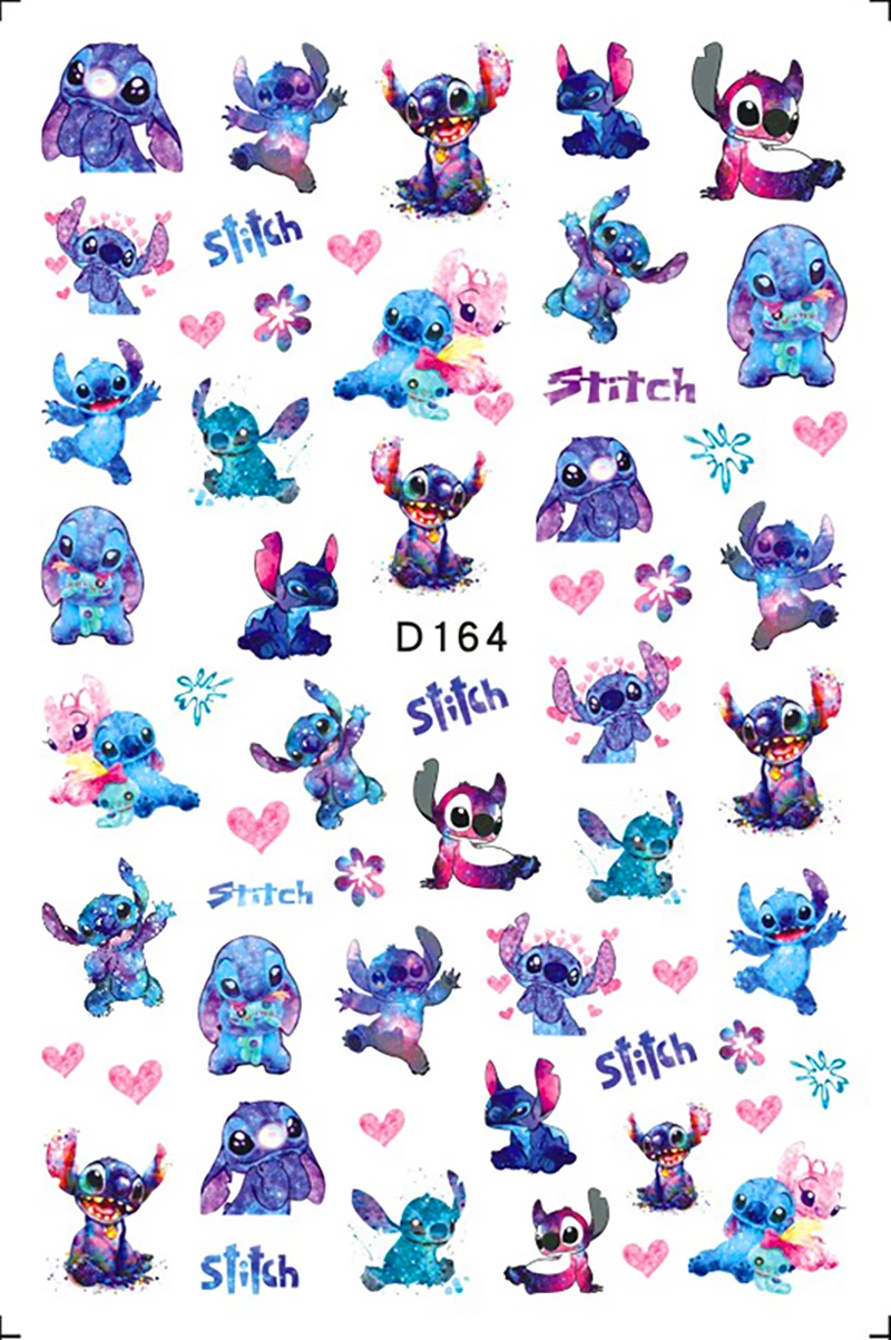 Disney Cartoon Stitch Nail Stickers Nail Art Supplies Mickey Minnie Donald Duck 3D Stickers Nail Art Decoration Decals