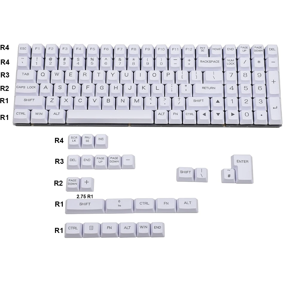 OEM 125 Key Spanish UK German Italian ISO Keyset Laser Etched Thick PBT Keyset For MX Mechanical Keyboard DIY