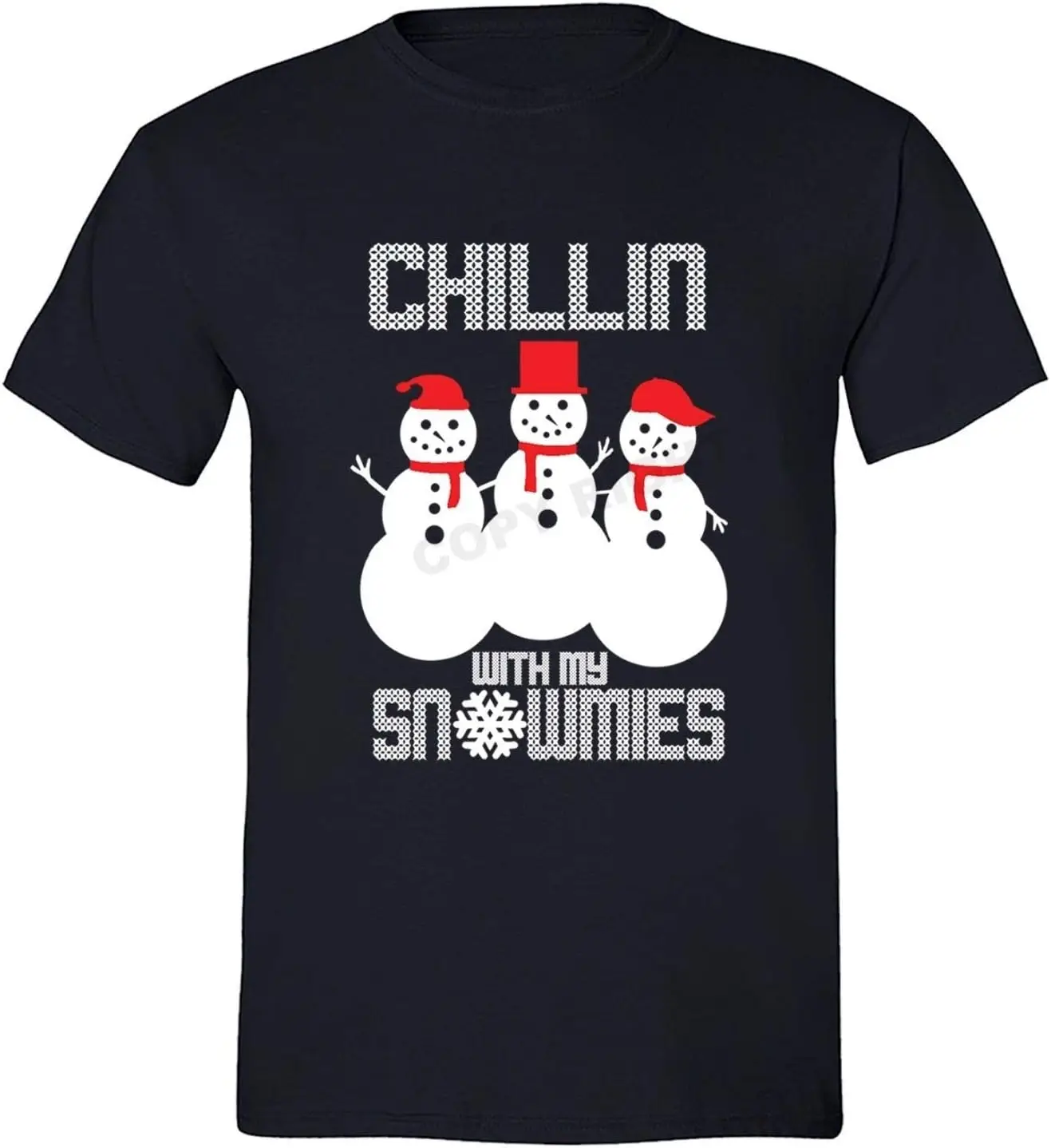 Men's Chillin with My Snowmies Ugly Christmas Crewneck Short Sleeve T-Shirt