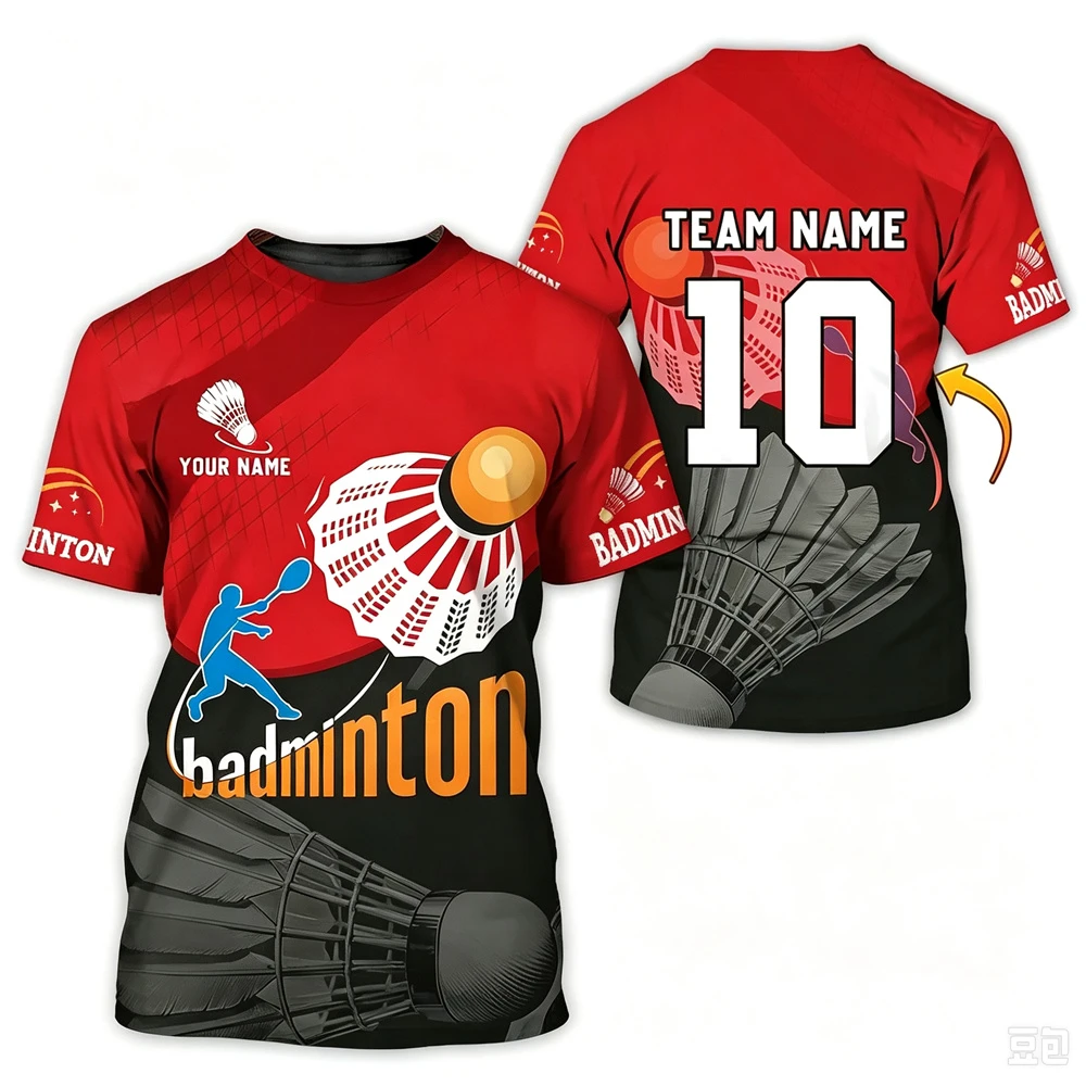 Badminton Sports T-shirt For Men Women 3D Print Cool Badminton Smash Graphic Breathable Sport Short Sleeve T Shirts Summer New