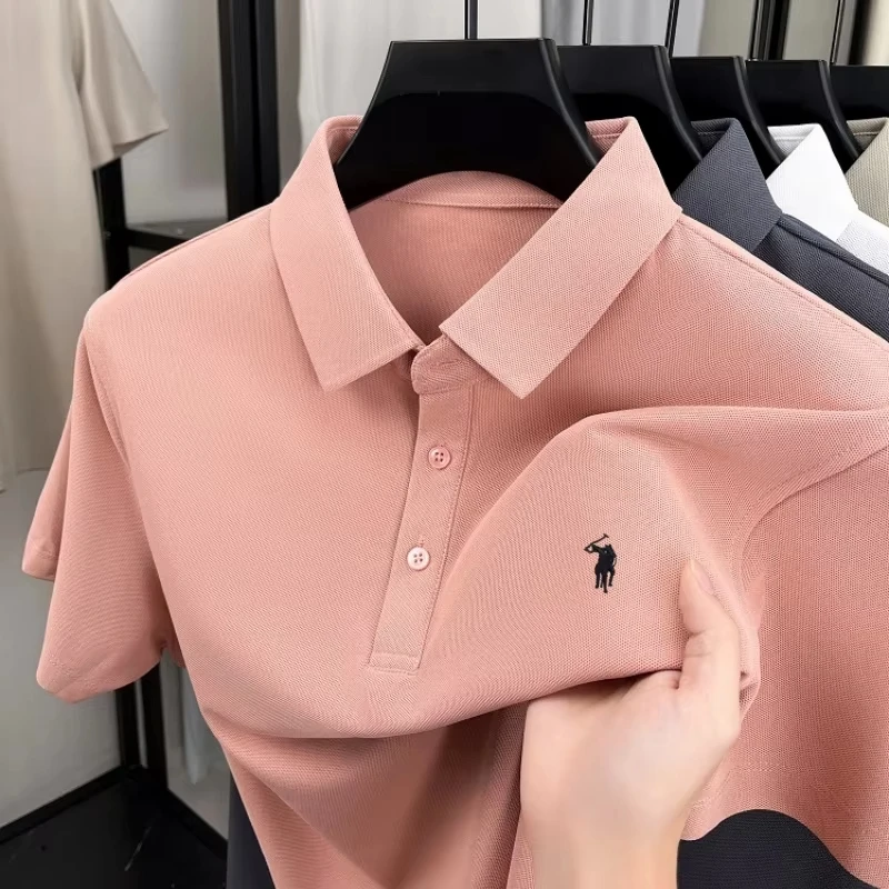 2026 Hochwertiges Marken-Kurzarm-Herren-Poloshirt Luxuriöse Pony-Stickerei Sommer Leichtes Atmungsaktives T-Shirt Neue Mode Paul Top