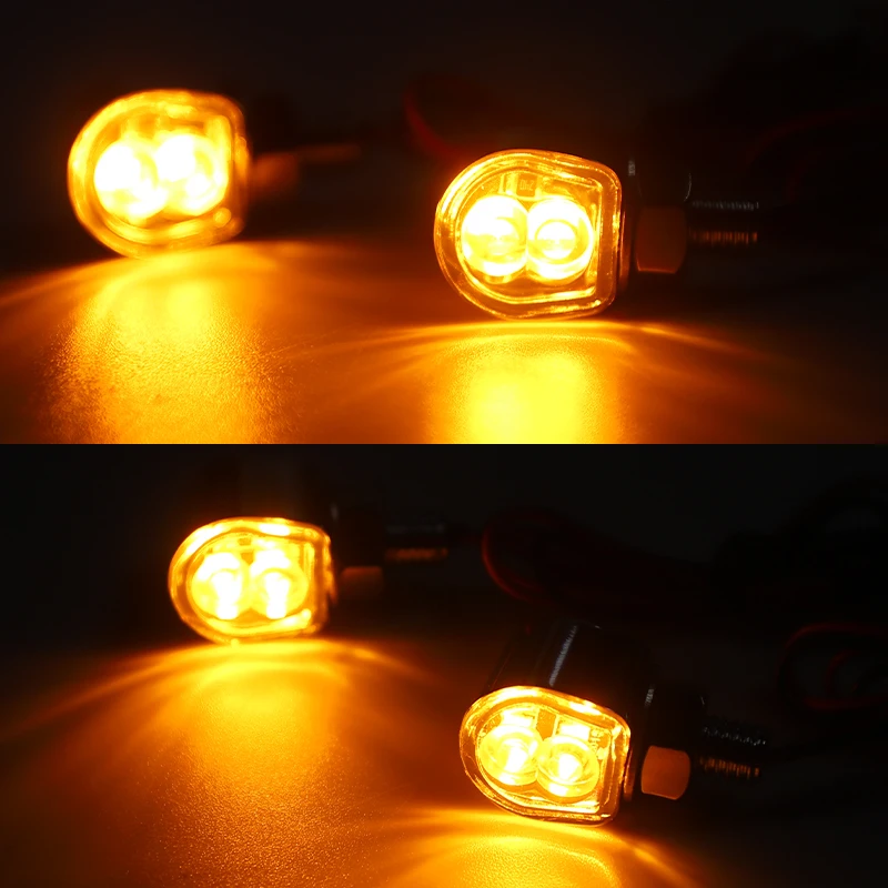 8Mm Mini Motorfiets Led Richtingaanwijzers Knipperlichten Amber Flasher Signaallamp Intermitentes Moto 12V Voor Cafe Racer