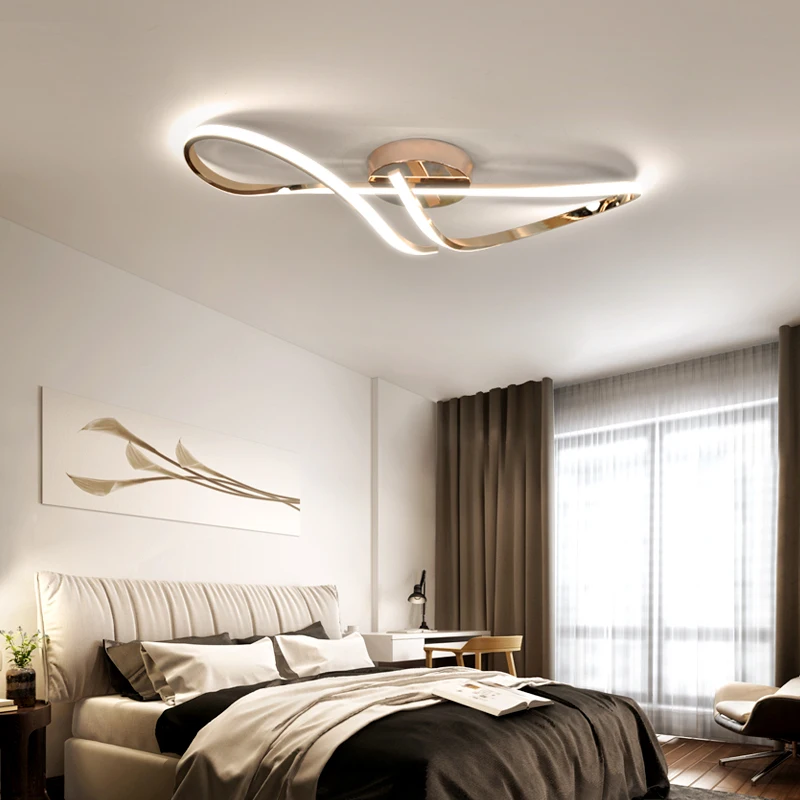 Modern Ceiling Chandelier Gold/Chrome Led Ceiling Lights For Living Bedroom Dimmable Kitchen Dining Room ceiling lamp lustre