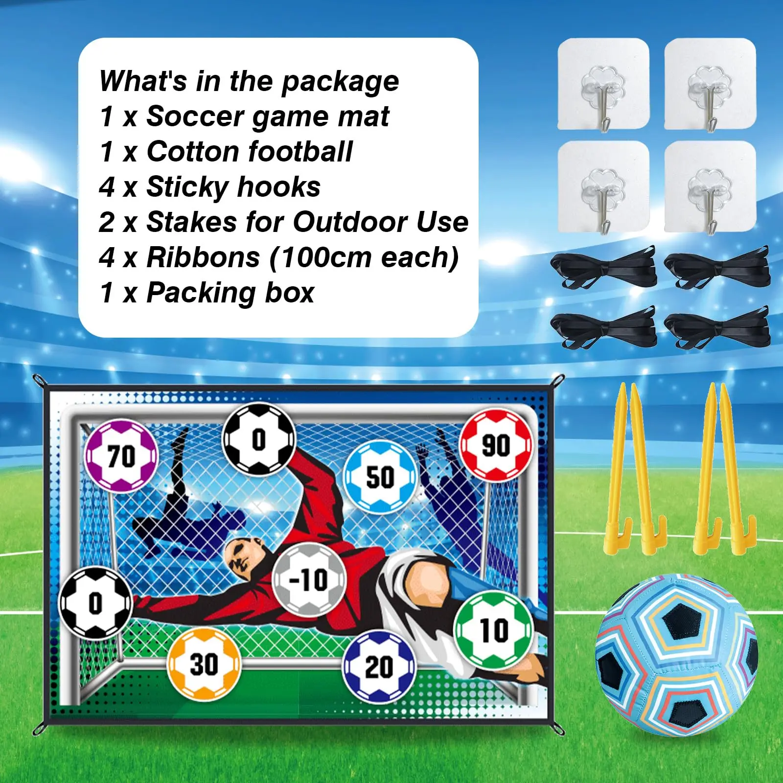 150CM Soccer Game Mat Set Outdoor Indoor Soccer Toys Multiplayer Competitive Soccer Games Children Football Training Boy Gifts