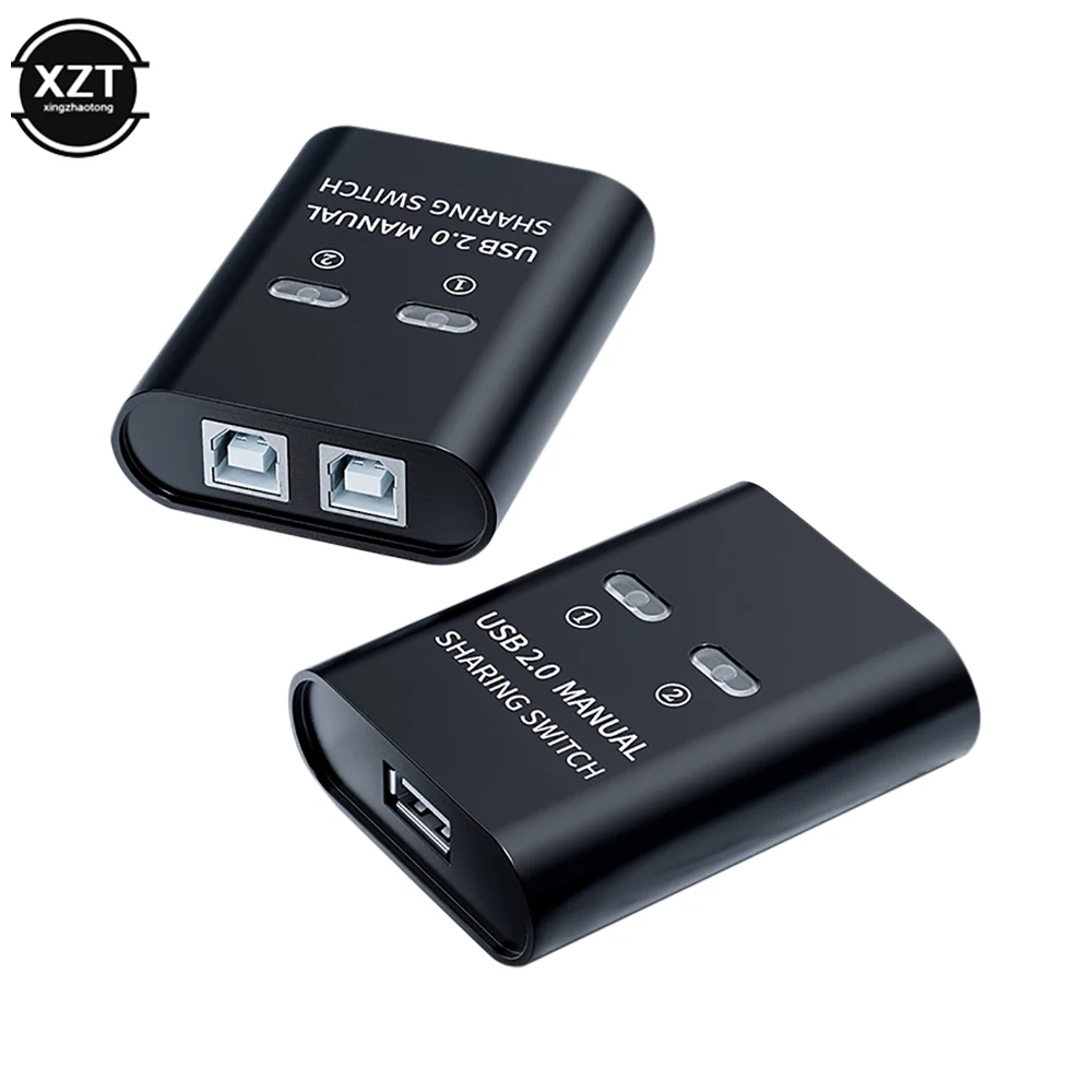 NEW USB printer splitter 2-in 1-out printer sharing device 2-port manual Kvm switching splitter hub converter 2-computer sharing