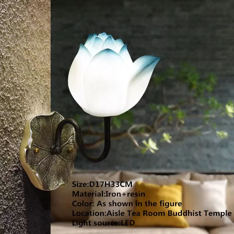 APRIL Contemporary Lotus Wall Lamp Art Living Room Bedroom Tea Room Corridor Decorative Light