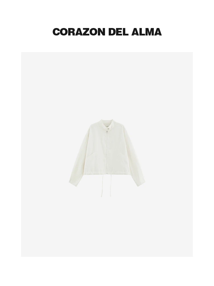 

Ultra-Fine Washed Linen Batwing Sleeve Jacket Small Stand Collar Retro Light Weight Corazon Del Alma Women's Commute Style Coat