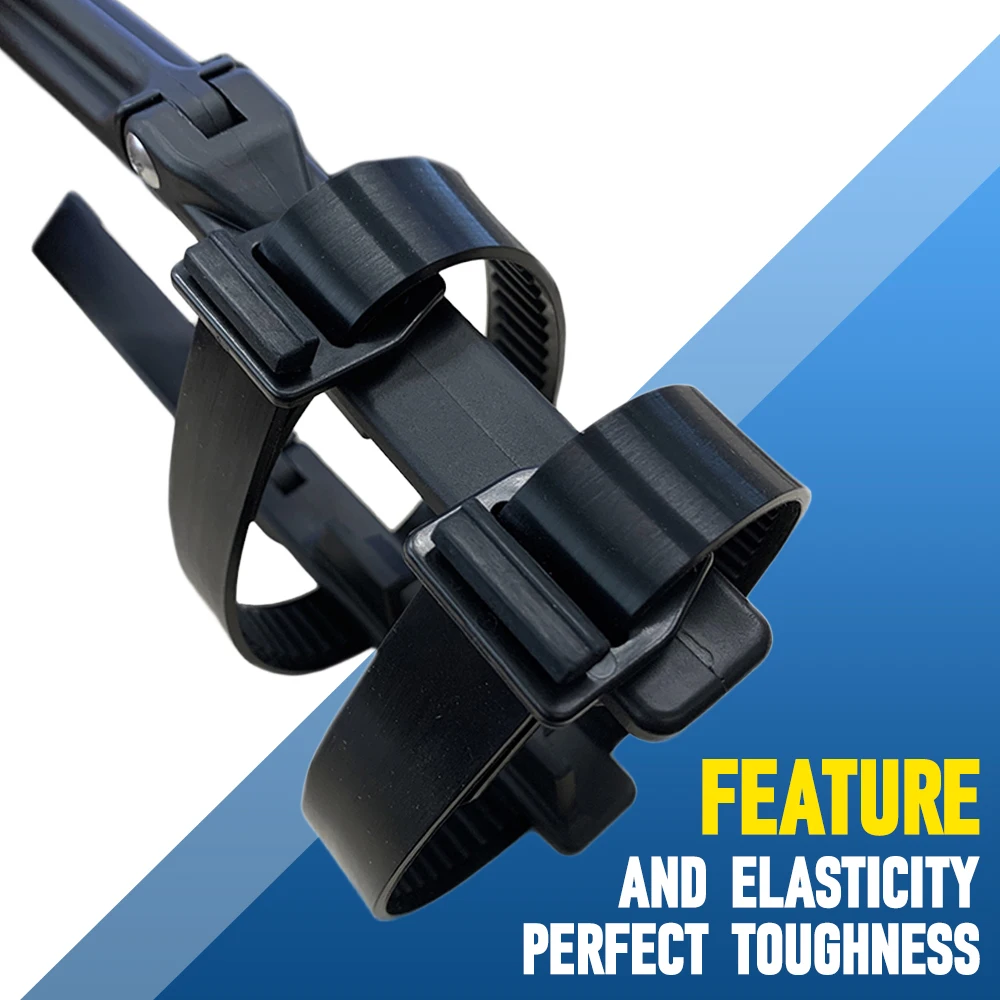 Black Adjustable Towing Mirror Replacement Straps with Anti-slip Surface for SUVs, Trailers, RV, Trucks Rubber view 4