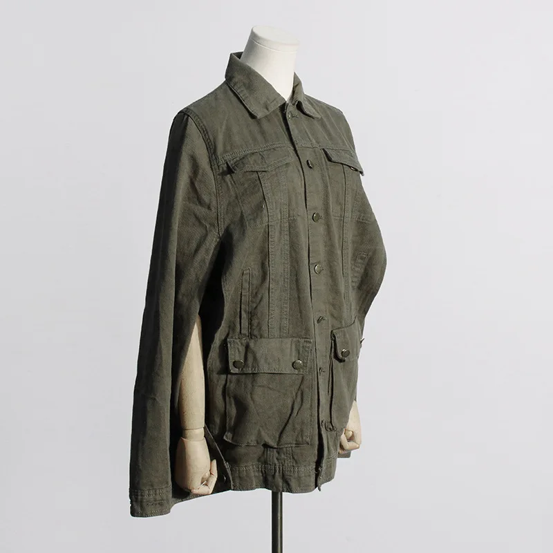 Women's Patchwork Denim Jacket Coat Turn-Down Collar Cape-Style Trendy Autumn Fashion Large Pockets Personalized Clothing