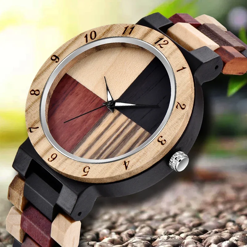 DROP SHIPPING Creative Full Natural Wood Male Watches Handmade Bamboo Novel Fashion Men Women Wooden Bangle Quartz Wrist Watch