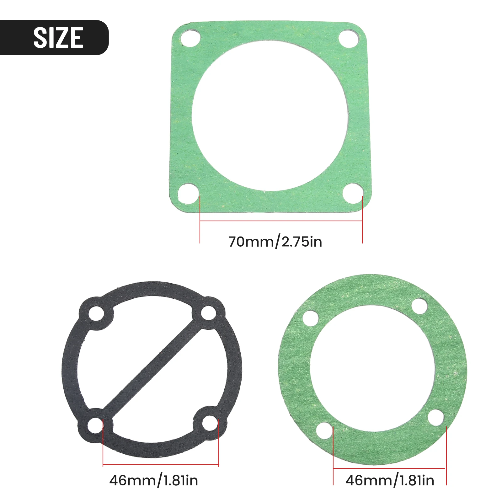 For Air Compressor Head Gasket Set 3PCS 51/65/80/90/95 Type Parts Piston Ring Plastic Portable Rebuild Kit Valve Plate Gaskets