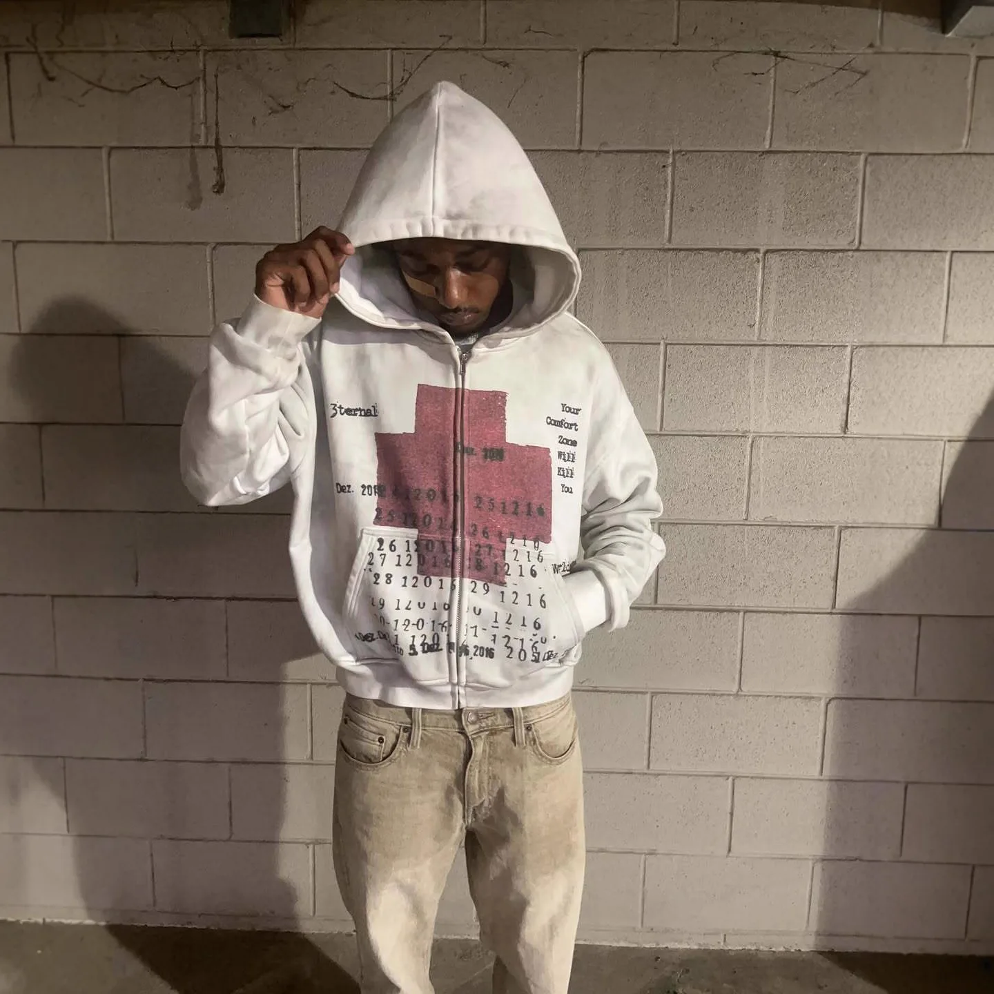 

Women's Distressed Hoodie Retro Print Oversized White & Black Vintage Flag Letter Design Long Sleeve Casual Street Style