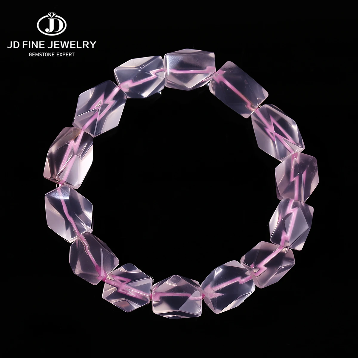

JD Natural Stone Ice Clear Pink Quartz Faceted Bead Bracelets Women Star Light Crystal Reiki Healing Energy Jewelry Stretch Gift